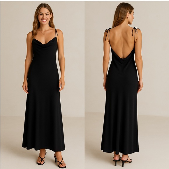 Express Black Tie-Strap Maxi Dress Size Sale Adjustable and Stretchy - Picture 1 of 7